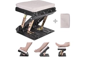 Scalebeard Foot Rest for Under Desk at Work 4-Level Height Adjustable,Ergonomic Foldable Footrest with Replaceable and Washable Cover for Office, Gaming,Computer, Soft & Removable Pad Desk Foot Stool