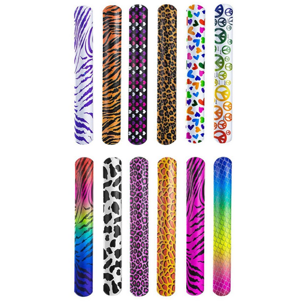 Rocita Slap Bracelets, 12 Pcs Snap Bands for Kids Party Favor Pack With