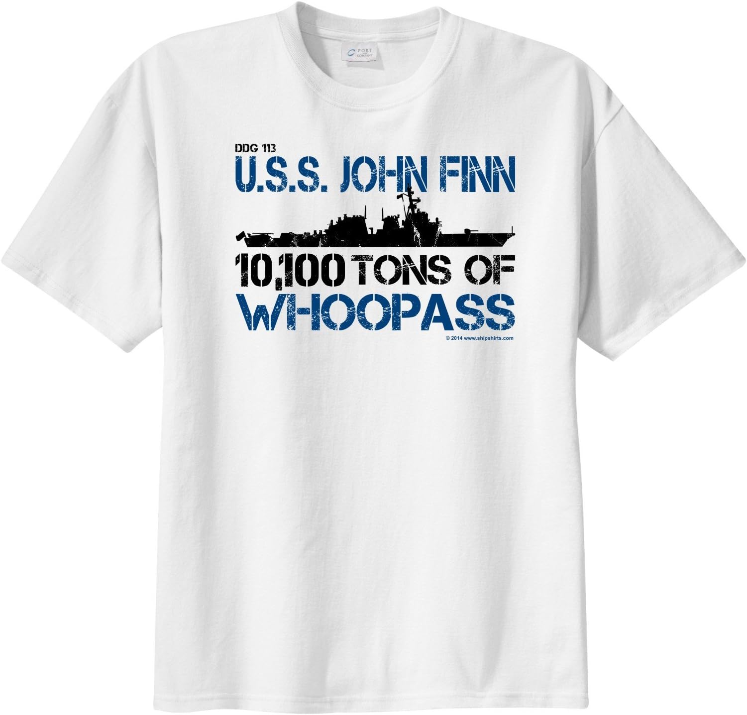 ShipShirts Big Boy's DDG 113 USS John Finn 10,100 tons tons of Whoopass Short Sleeve T-Shirt