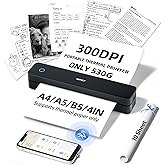 iDPRT MT610Pro Portable Thermal Printer, 300DPI HD Mobile-Travel-Printers | Inkless-Wireless-Small-Printer for Home Use, Office, Vehicles, Bluetooth Printers Supports 8.5" x 11" US Letter&amp;A4&amp;A5, Black