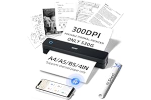 iDPRT Portable Thermal Printer, 300DPI HD Mobile-Travel-Printers, Inkless-Wireless-Small-Printer for Home Use, Office, Vehicl