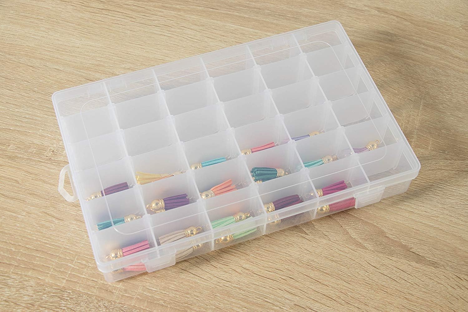 Clear Plastic Jewelry Box Organizer with 36 Compartments (3 Pack): Home & Kitchen