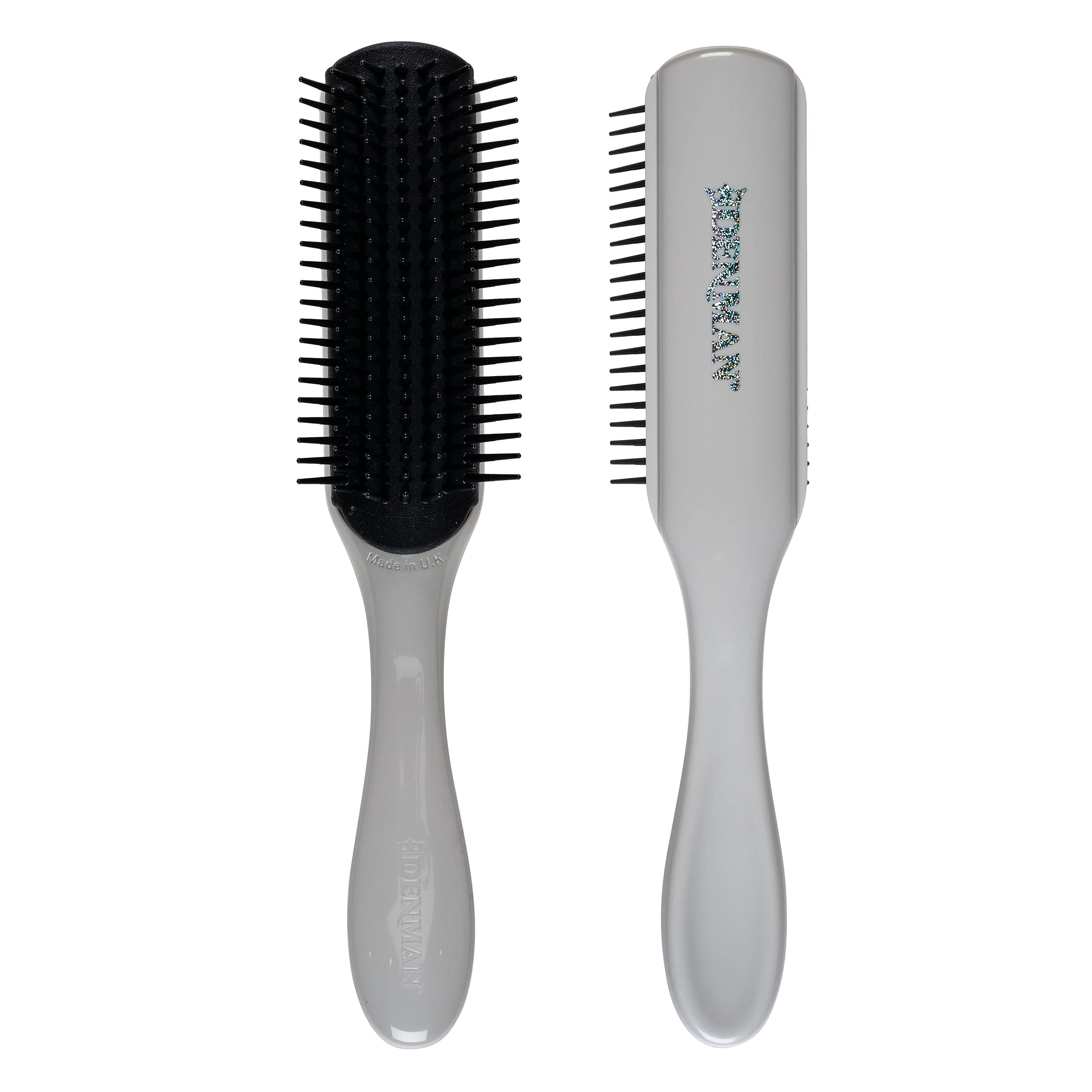 Denman Curly Hair Brush D3 (Arctic Grey) 7 Row Styling Brush for Detangling, Separating, Shaping and Defining Curls - For Women and Men — image 1