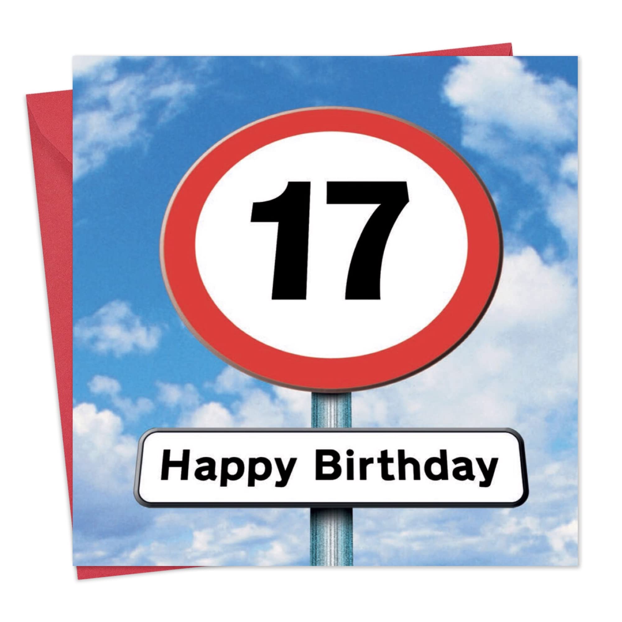 Twizler 17th Birthday Card for Teenager - Roadsign - Age 17 Year Old Card