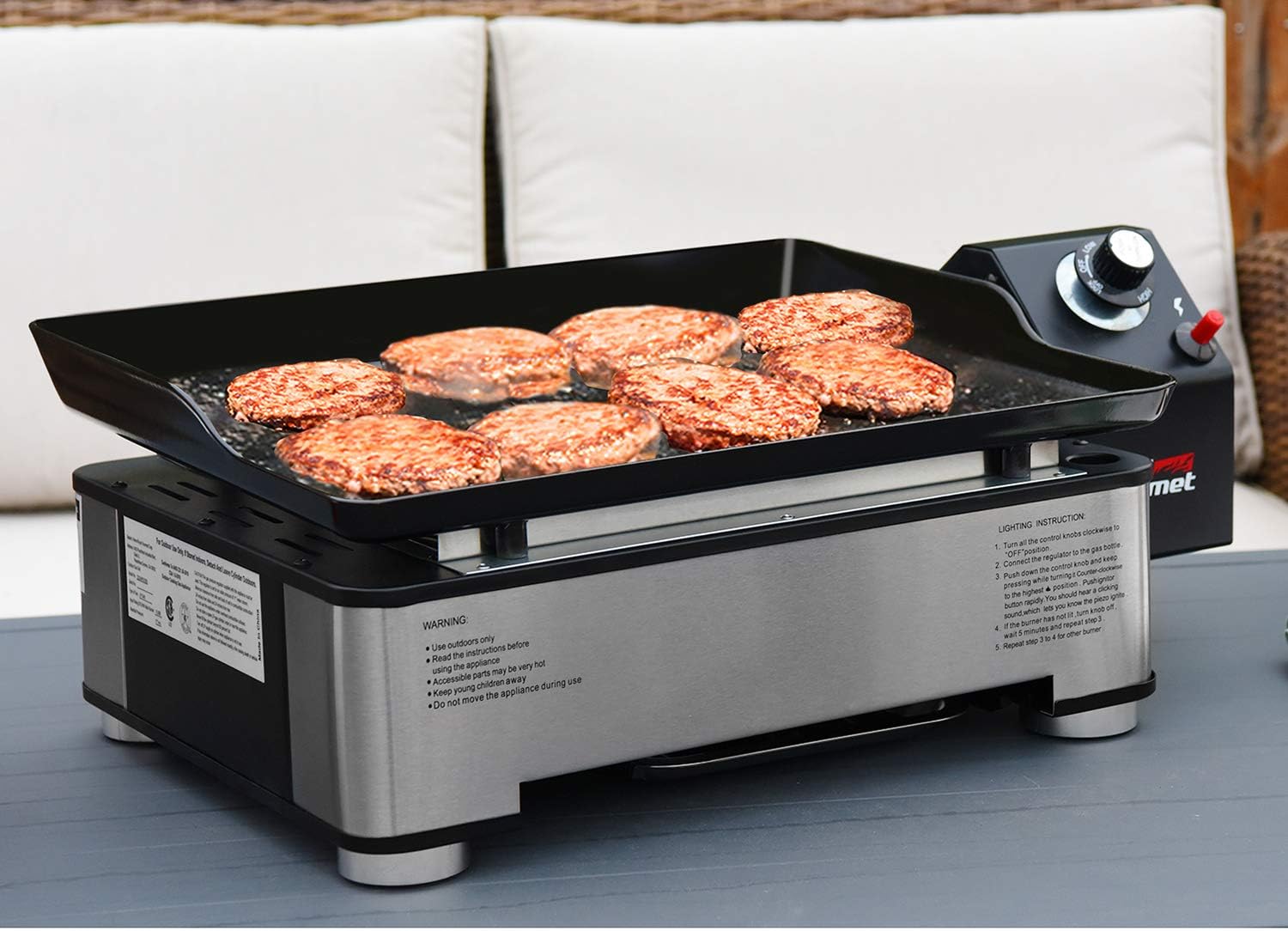 review Royal Gourmet PD1202S 17-Inch Portable Table Top Propane Gas Grill Griddle for Camping, Sliver