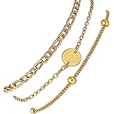 LDOWWGL Valentines Day Gifts - 18K Gold Plated Initial Bracelets for Women - Stainless Steel Layered Letter Charm Bracelet A to Z - Gold Jewelry Christmas Birthday Gifts