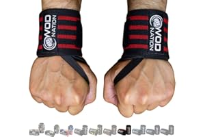 WOD Nation Wrist Wraps for Weightlifting, Professional Gym Wrist Straps w/Thumb Loop, Wrist Wraps for Men & Women, Wrist Support Wraps for Strength Training, Powerlifting & Bodybuilding