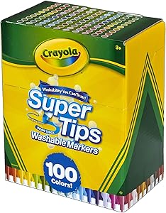 Crayola Super Tips Washable Markers, Gift Age 3+ - 100 Count (58-5100)