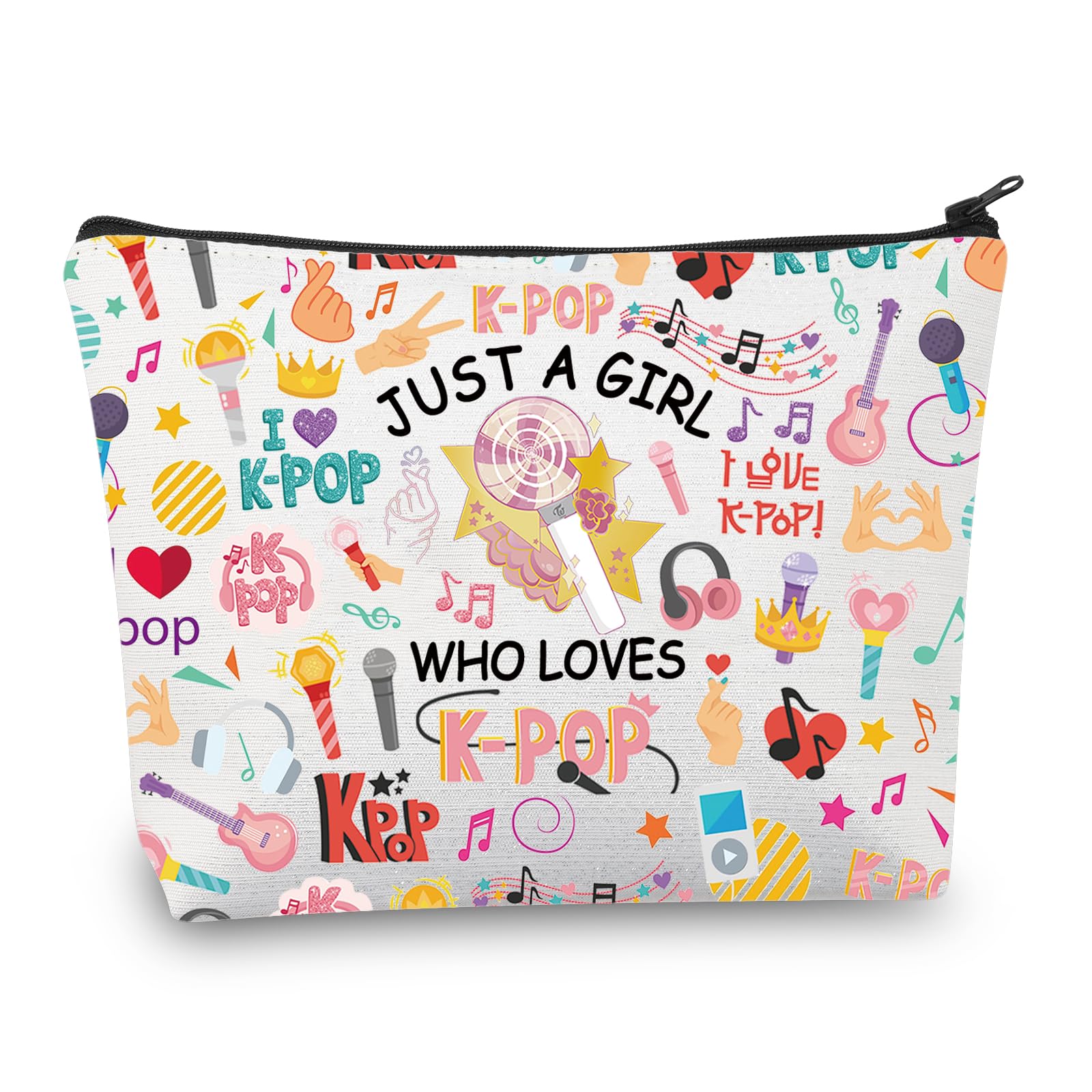 PLITI K-Pop Makeup Bag K-Pop Singer Merchandise Gifts Just A Girl Who Loves K-Pop Gift for Kpop Music Fan Kpop Team Gifts (Just Loves K-PopU)