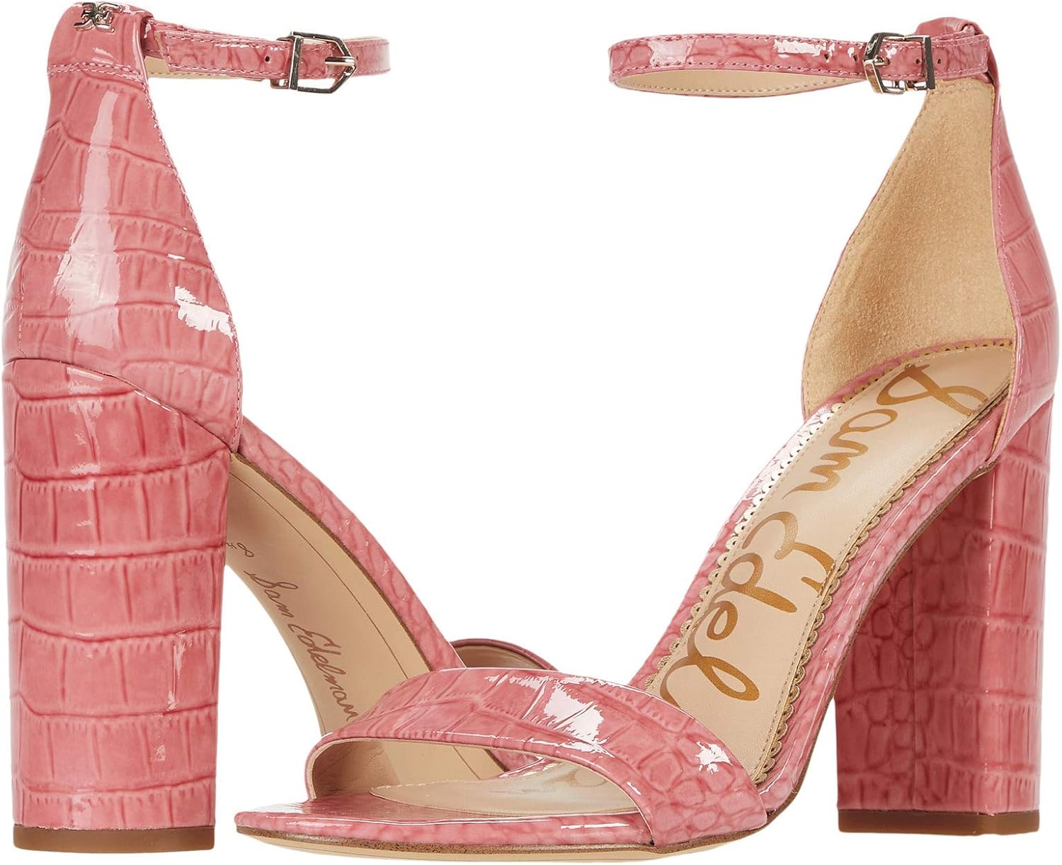 raspberry sandals heel