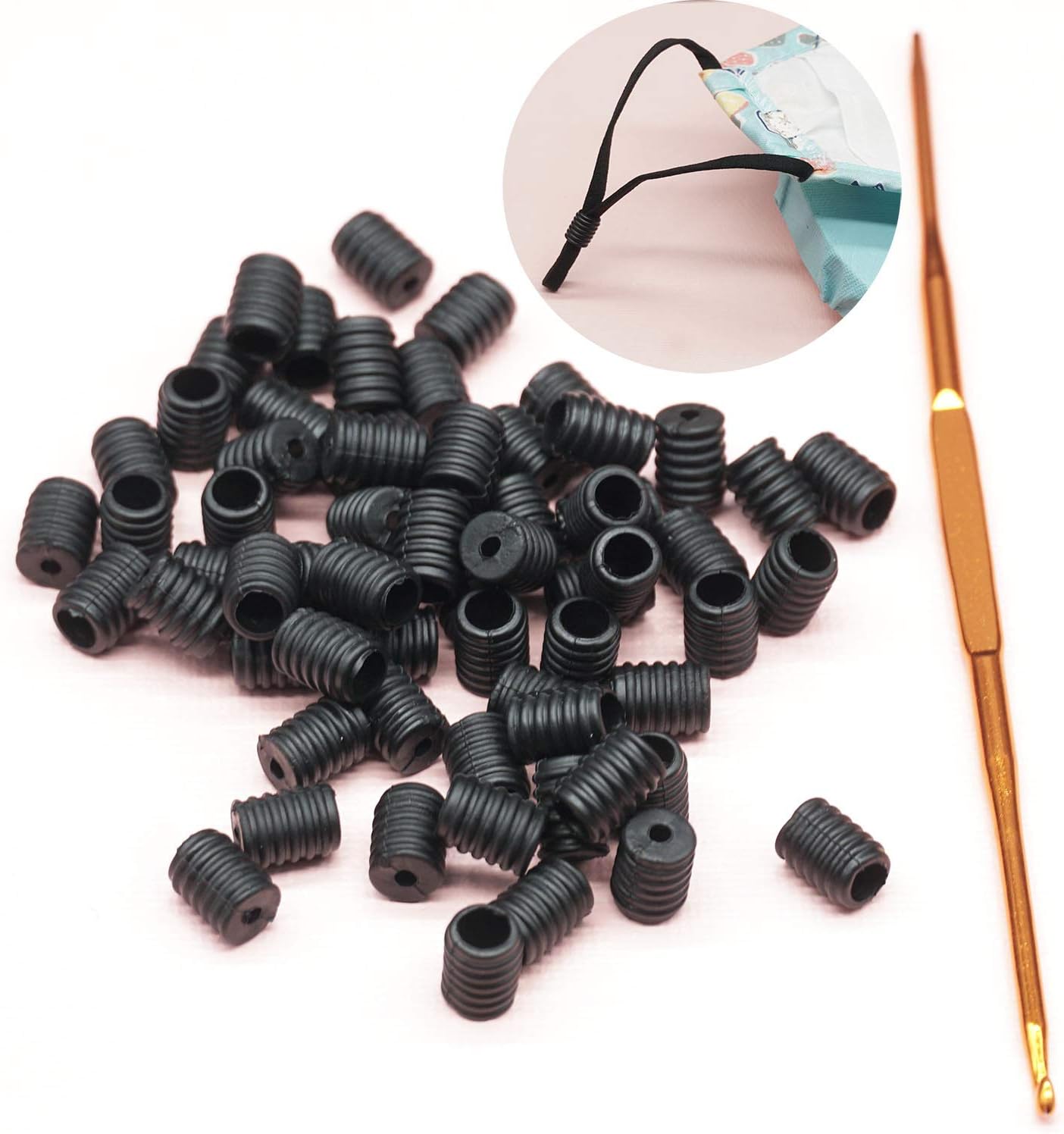 Black Elastic Cord Locks for Masks Mask Adjuster Plastic Silicone