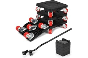 Nellyke Furniture Movers Dolly Furniture Movers with Wheels, 5 Wheels Small Flat Dolly, 800 Lbs Capacity, Black