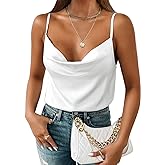 Aoulaydo Women's Spaghetti Straps V Neck Satin Camisole Cowl Neck Cami Tank Top Silk Camisole Sleeveless Blouses