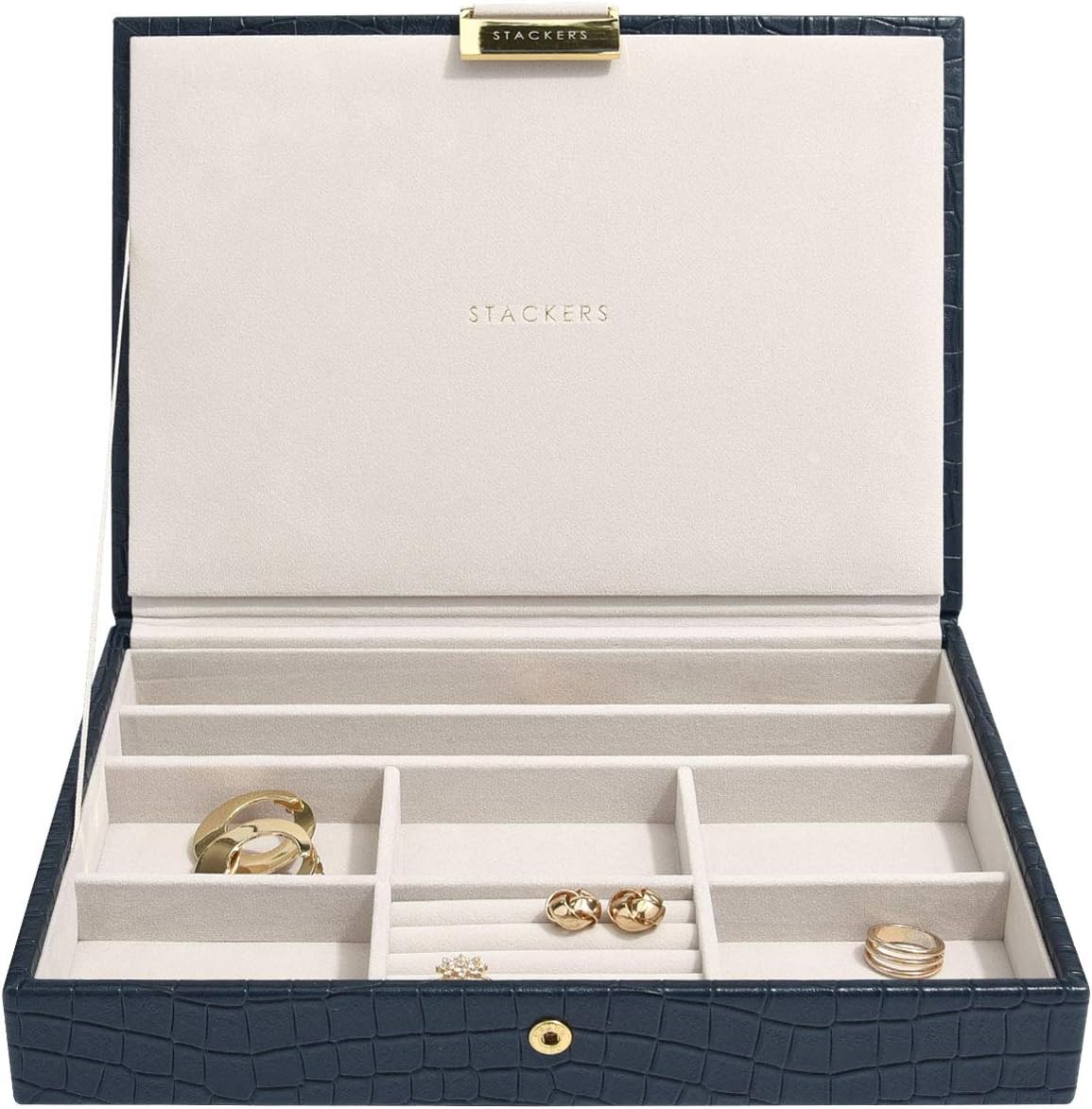 Stackers Classic Navy Portagioie A Strati Per Orecchini - Organizer In Velluto - 5