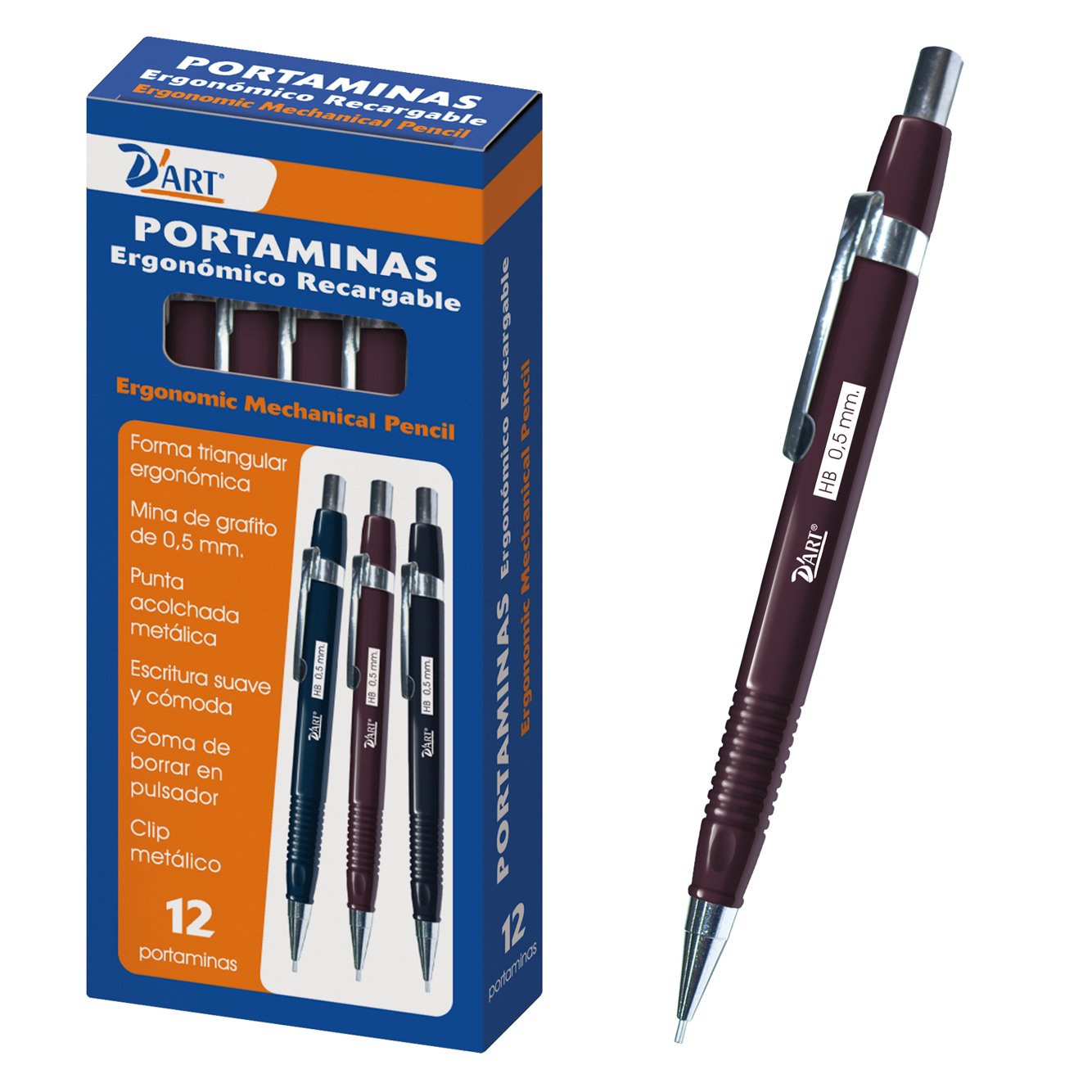 D 'Art 79435 – Box Metal Mechanical Pencil, 0.5 mm, Pack of 12 Red