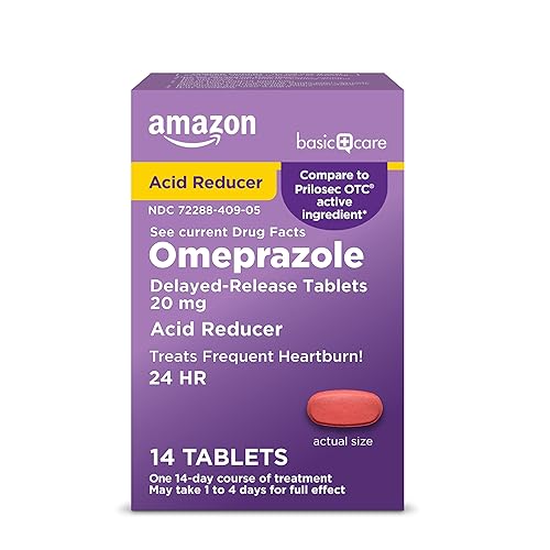 Amazon Basic Care Omeprazole Delayed Release Tablets 20 mg, Acid Reducer, 14 Count (Packaging may vary)