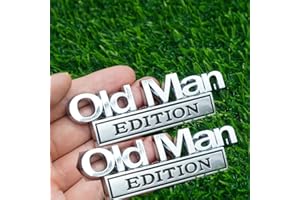 2pc Old Man Edition 3D Metal Emblem Fender Rear Tailgate Bumper Badge Nameplate Sticker Decal for Car Truck (Silver Black)