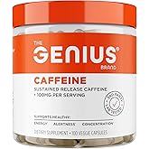Genius Caffeine - Sustained-Release Microencapsulated Caffeine Pills for Smooth, Long-Lasting Energy & Focus - No Jitters or Crash - 100mg per Capsule - 100 Servings - Natural Performance Booster