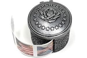 United States Postal Service Floral Metal Stamp Coil Dispenser (Holds a Roll of Forever Postage Stamps) Holder (Silver-TH-01)
