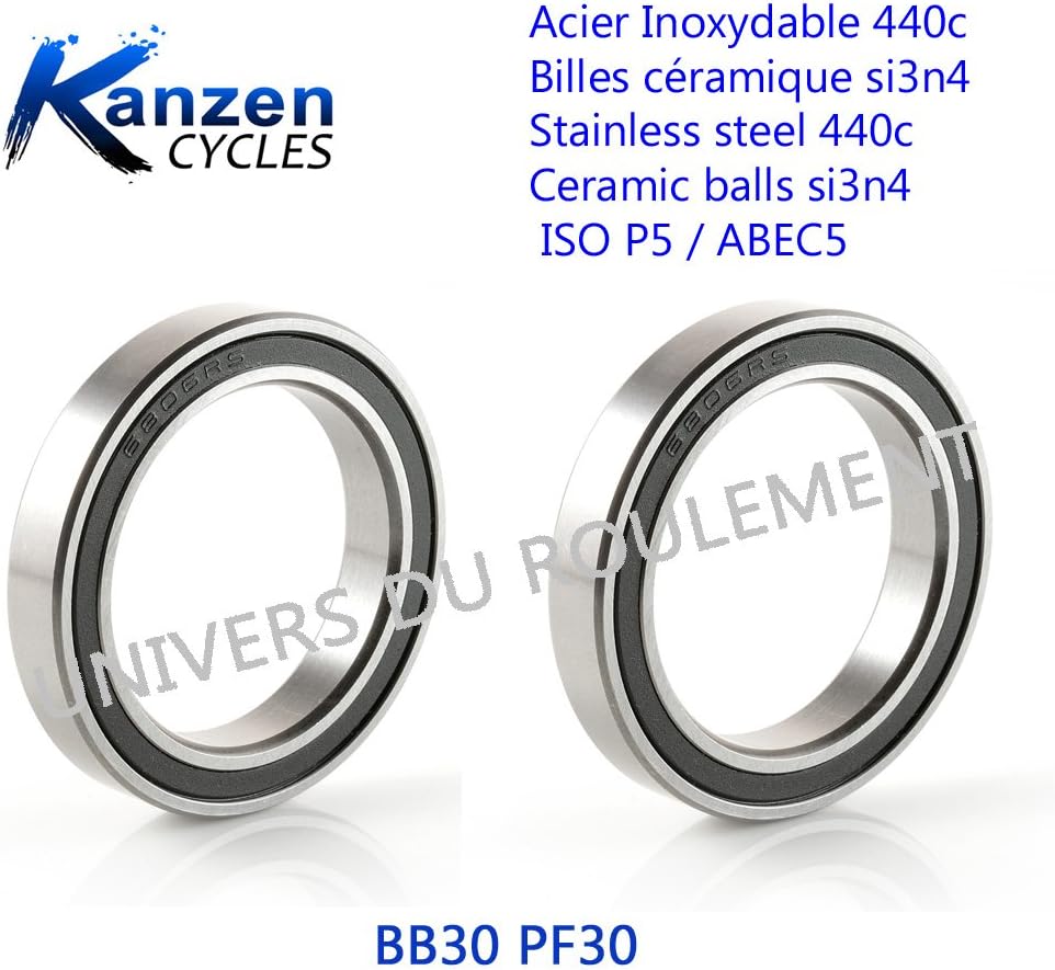 ROULEMENT A BILLES CERAMIQUE INOX BB30 30x42x7 ETANCHES 6806 2RS 2pcs BB30 PF30 pour VELO CYCLISME VTT MTB