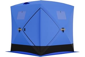 Portable Ice Fishing Shelter Tent - 3-4 Person Pop-Up Ice Shack, All-Weather Resistant & Windproof for Winter Fishing - Spaci