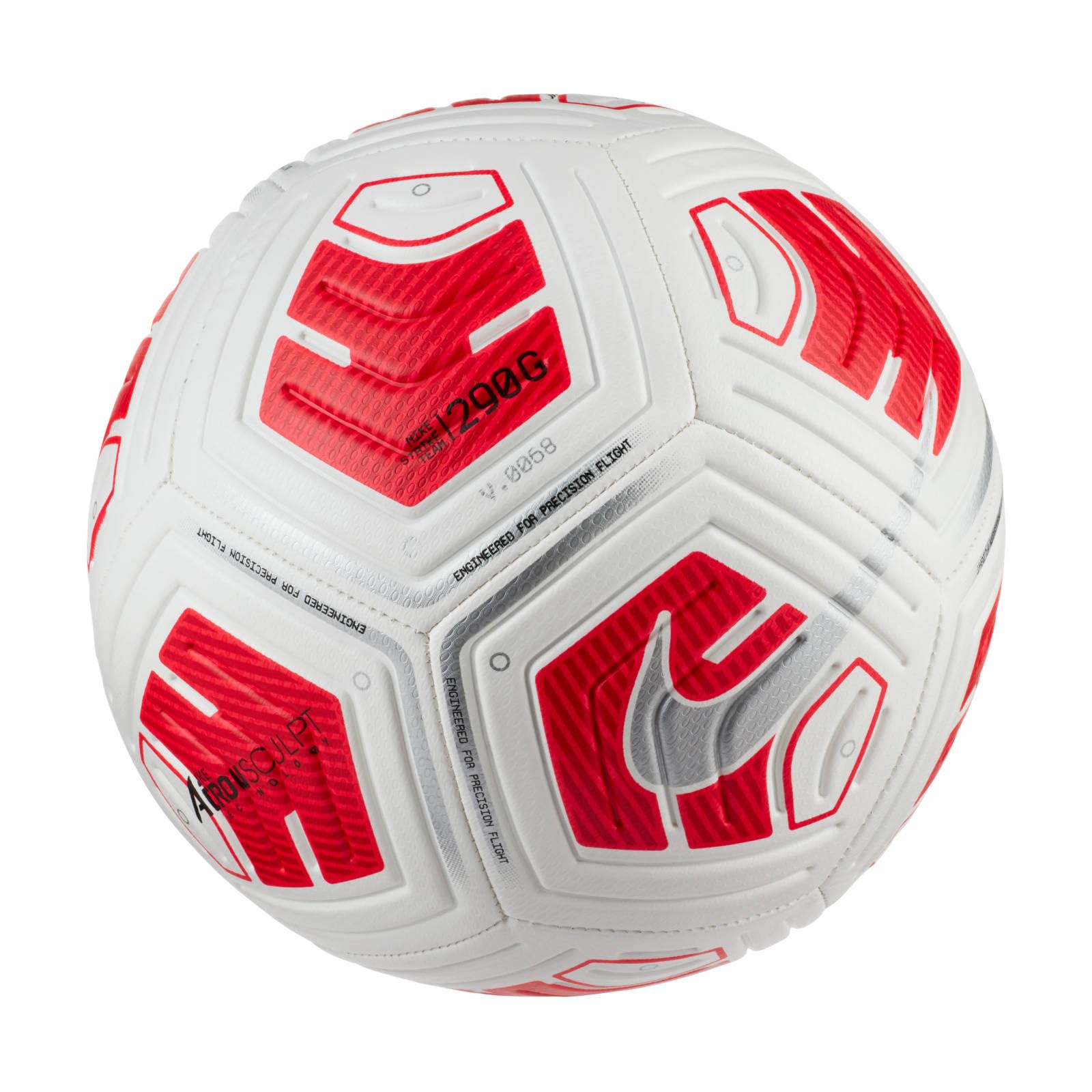 NIKE CU8062-100 NK STRK TEAM 290G - SP21 Recreational soccer ball Unisex Adult WHITE/BRIGHT CRIMSON/(SILVER) Size 5