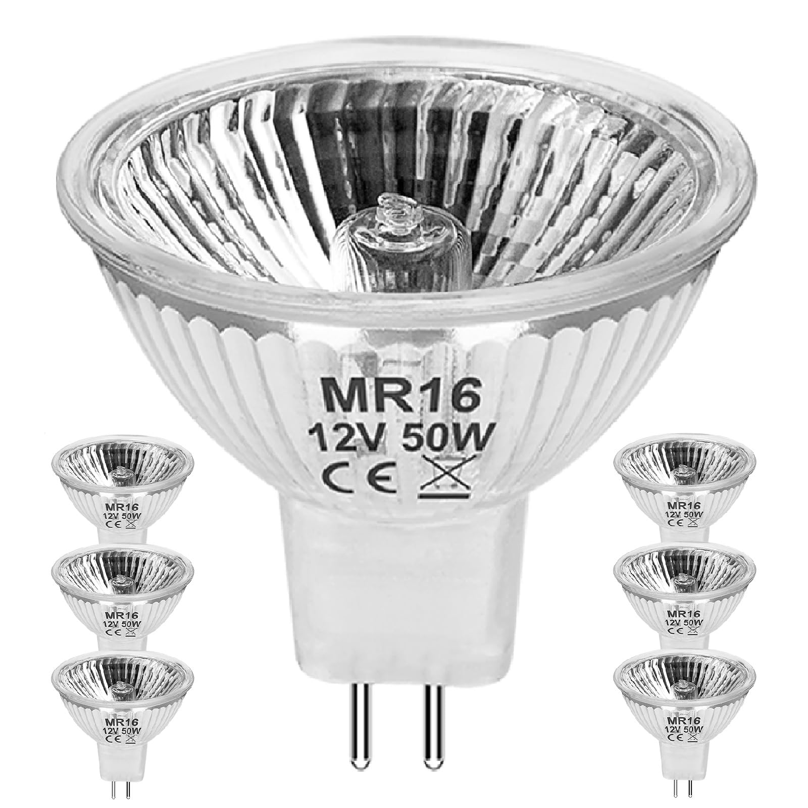 Photo 1 of Jaenmsa MR16 12V 50W Halogen Light Bulbs 2 Pin, 6 Pack MR16 Halogen Bulb 50W GU5.3 Base Dimmable Indoor Outdoor Flood Halogen Small Light Bulb 2800K Warm White for Landscape, Track Lights