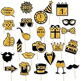 25 Pcs New Year Photo Booth Props 2026 New Year’s Decorations New Year’s Eve Party Supplies