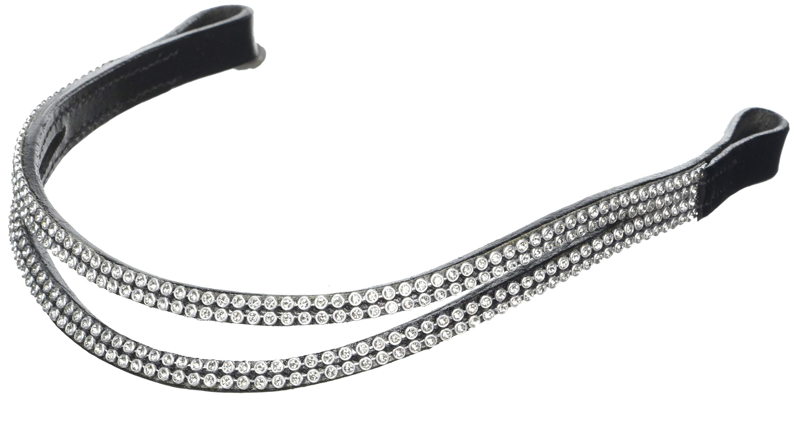 Cwell Equine Bling ! Sparky Smiley silver Crystal Browband Black Choice of 4 sizes ! (COB 15")