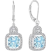 VA JENT Birthstone Dangle Drop Earrings 925 Sterling Silver Padlock Leverback Earrings Jewelry Gifts for Women