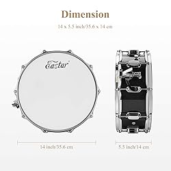 Eastar Snare Drum Set with Drum Sticks, Stand, Mute