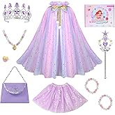 Meland Princess Dress up Clothes for Girl, Princess Cape with Kid Crown Toys, Birthday Gifts for Toddler Girls 3,4,5,6,7,8