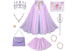 Meland Princess Dress up Clothes for Girl, 11Pcs Princess Cape with Kid Crown Toys,Dresses for Girl 3,4,5,6,7,8 Birthday Gift