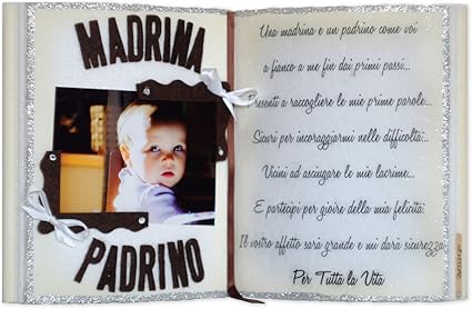 Al Padrino E Alla Madrina Libro Decorativo Dediche Del Cuore Regalo Originale Portafoto Elemento D Arredo Realizzato Artigianalmente In Polistirolo Ideale Per Battesimo Comunione E Cresima Amazon It Casa E Cucina