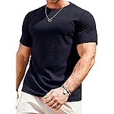 Dokotoo Men Men's T Shirts Summer Crewneck Tee Shirts Casual Textured Short Sleeve Pullover Tshirts