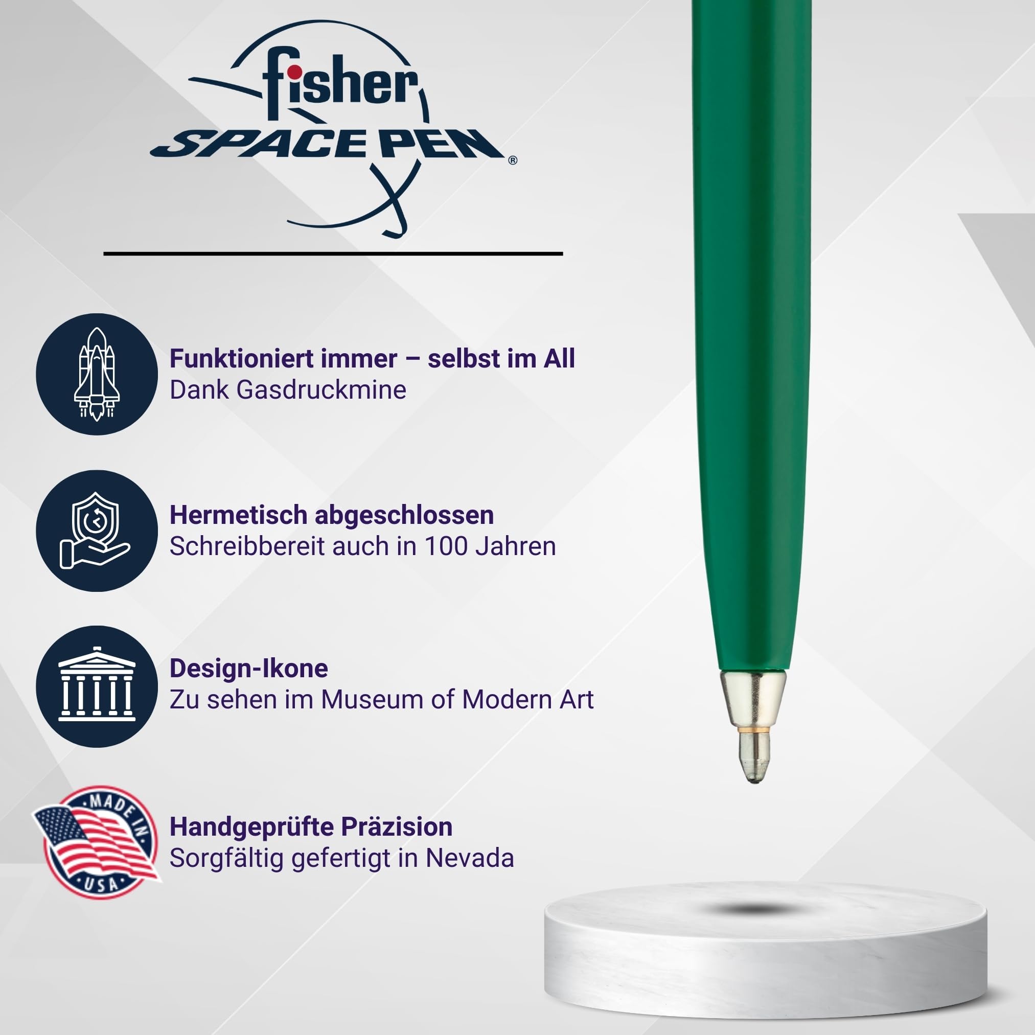 Fisher Space Pen Capomatic 775GR Kugelschreiber (Schreibt im Weltall, unter Wasser und bei extremen Temperaturen) chrom/grün 2
