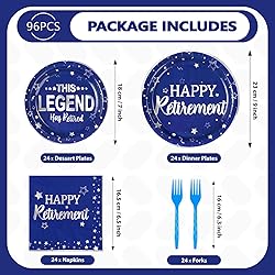 Grencian 96 Pcs Retirement Party Supplies Blue and