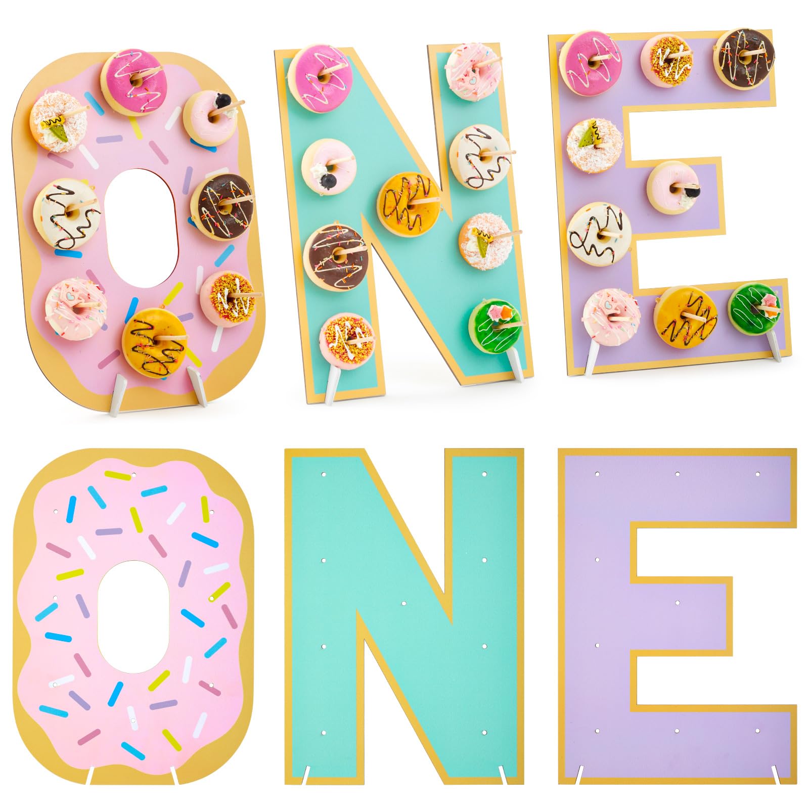 Photo 1 of Lallisa 3 Pack Sweet One Donut Stands, Wooden Doughnut Display Stand, Donut Holders for Dessert Table Sweet One Theme Decorations 1st Birthday Party