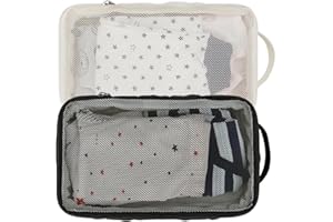 MOMIGO Baby Diaper Bag Organizer Pouches - 2 Pack Waterproof Pod Hanging Diaper Bag Mesh Bag Reusable, Washable or Baby Cloth Diapers (Black&White)