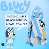Bluey Hooded Towel Poncho 100% Cotton Kids Beach Bath Swiming Wrap view 2