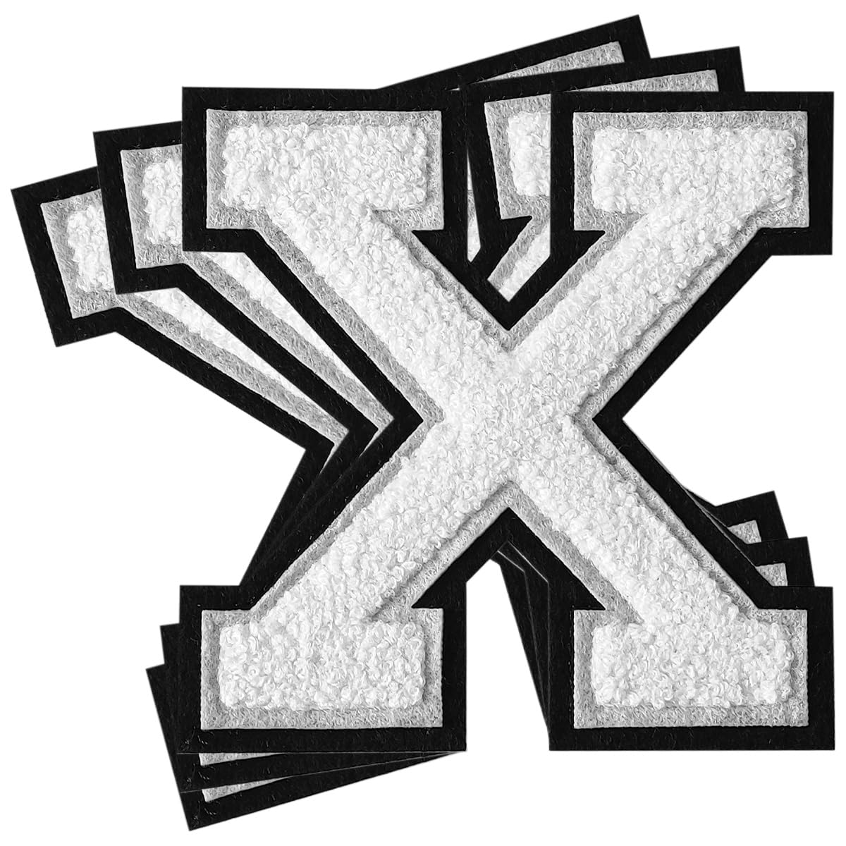 Photo 1 of 3Pcs Chenille Letter Patches Iron on Patches Varsity Letter Patches Chenille Embroidered Patch Sew On Patches for Clothing Hat Bags Jackets Shirt (White, X)