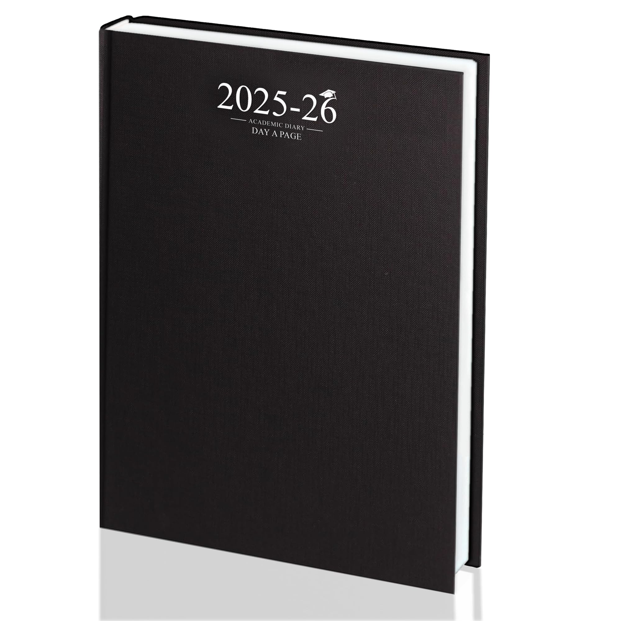 Academic Diary 2025-2026 A4 Day-A-Page School Planner for Students and Teachers Diary with Case Binding (Black Cover)