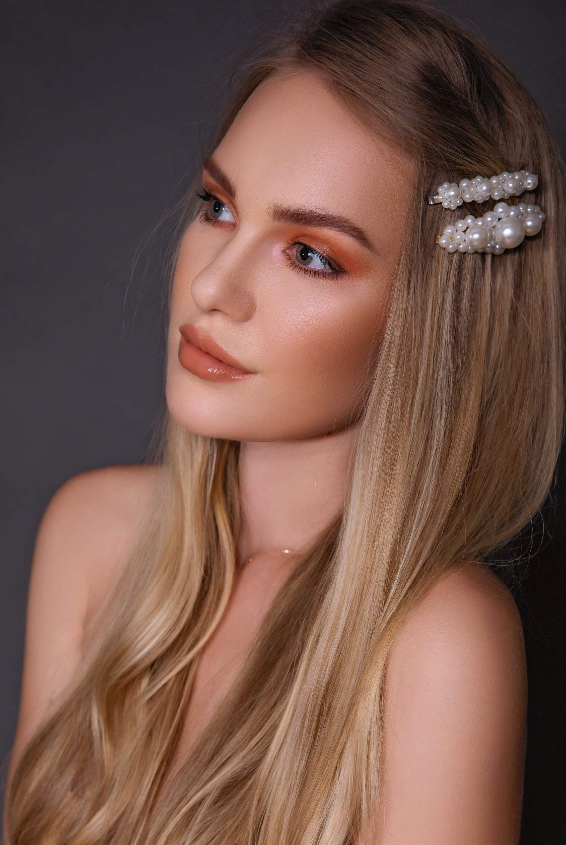 Pearl Hair Clips for Women Girls - 6 Pcs Large Fashion Hair Clip Hair Pins Barrettes Alligator clips Handmade Accessories for Gift Party Wedding Daily