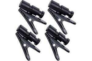 VARMDUKKE 4 Pack Headphone Clips for Earphone Wire, 2 Sizes 360 Degree Rotate Earphone Microphone Cable Clips, Headset Mic Cord Clamp for Clothing, Shirt, Collar - Black (for 0.5-3 mm, 2-4 mm)