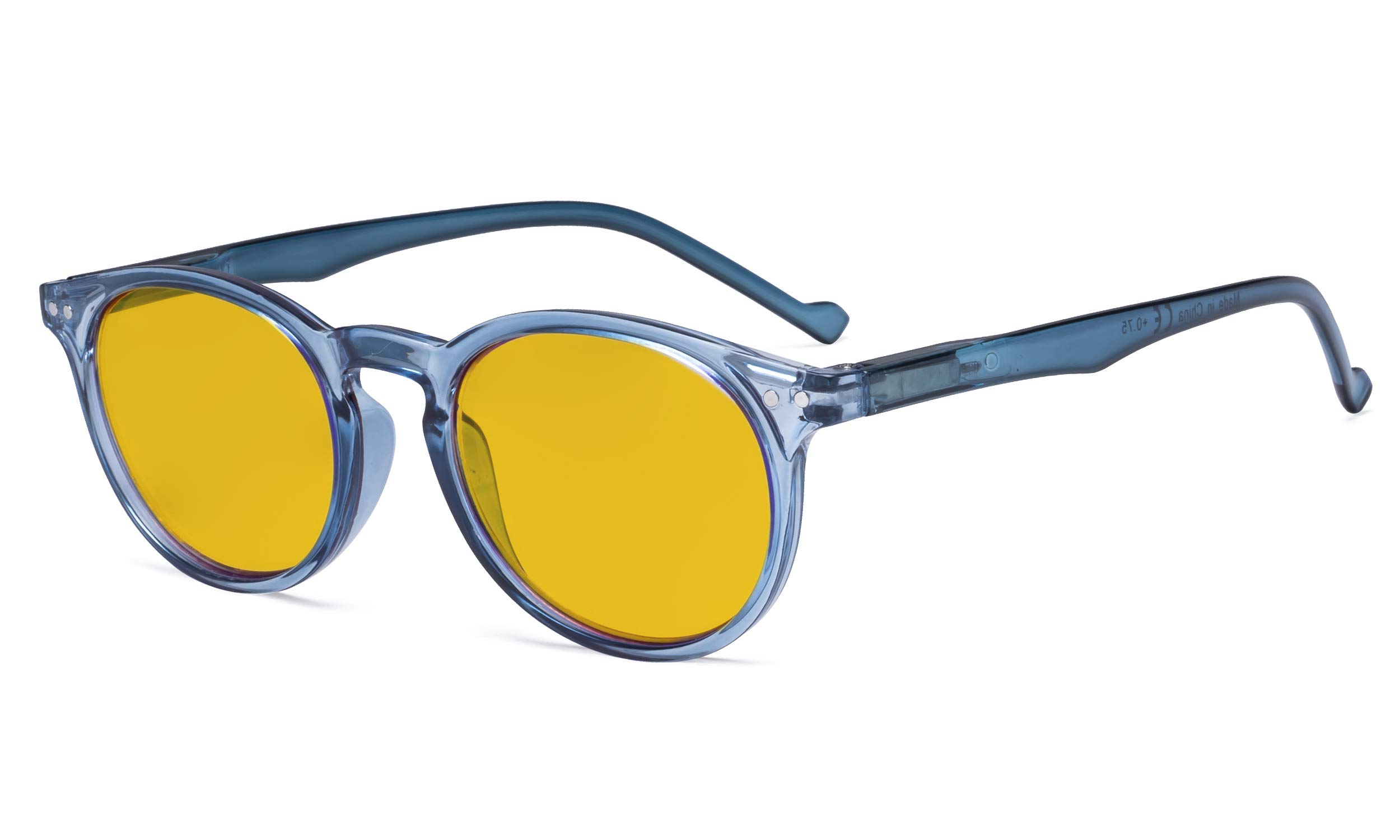 Eyekepper Blue Light Blocking Glasses Women - Anti Digital Glare UV Ray Oval Round Computer Reading Glasses with Amber Tinted Filter Lens - Blue +0.75 — image 1
