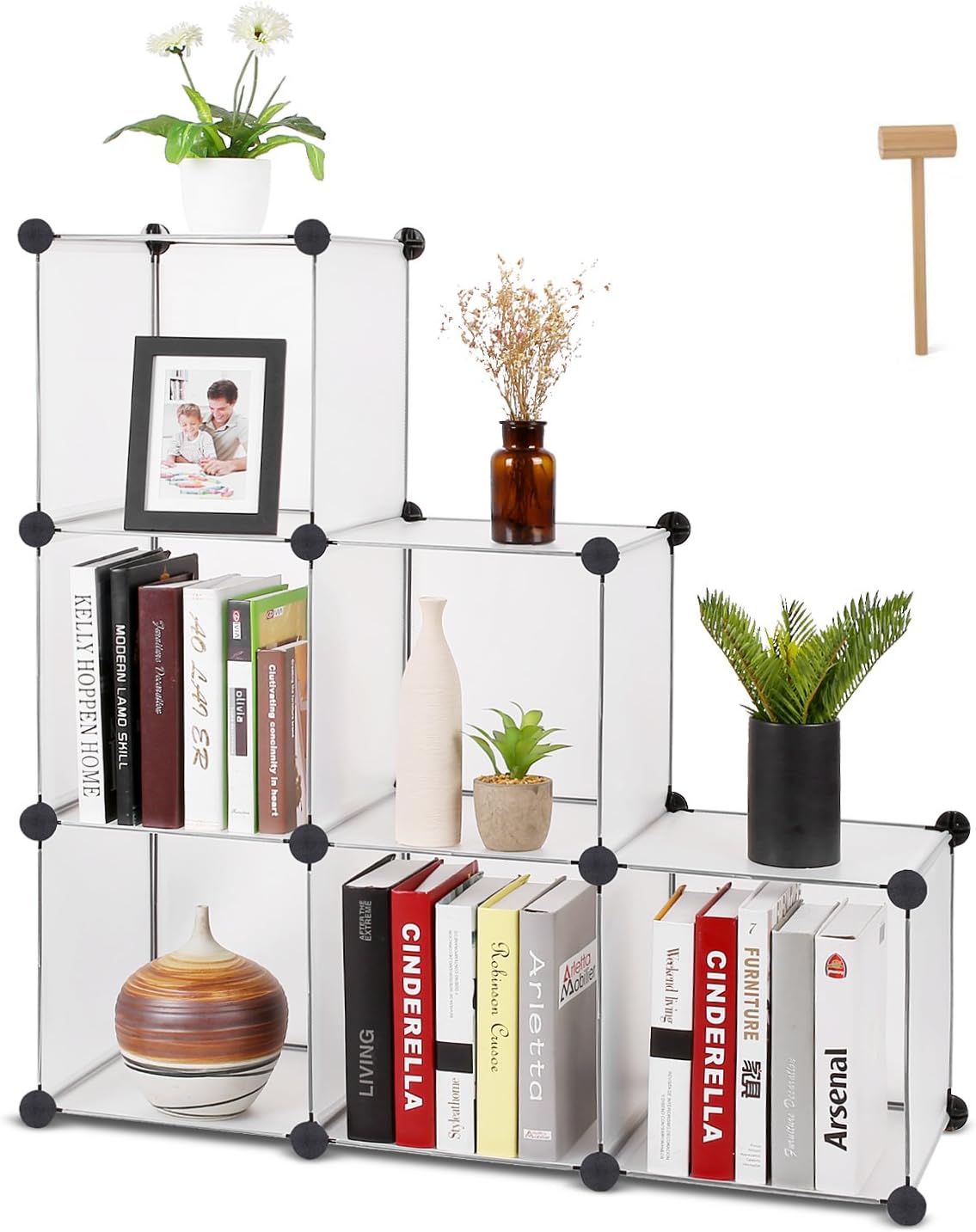 Homfa 6 Cube Storage Organizer, DIY Modular Closet Cabinet Chests, Living Room Office Shelves for Books, Cloths, Toys, Shoes, Arts, Matte White