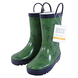 Hudson Baby Kids Rain Boots, Green Turtles, 6 US