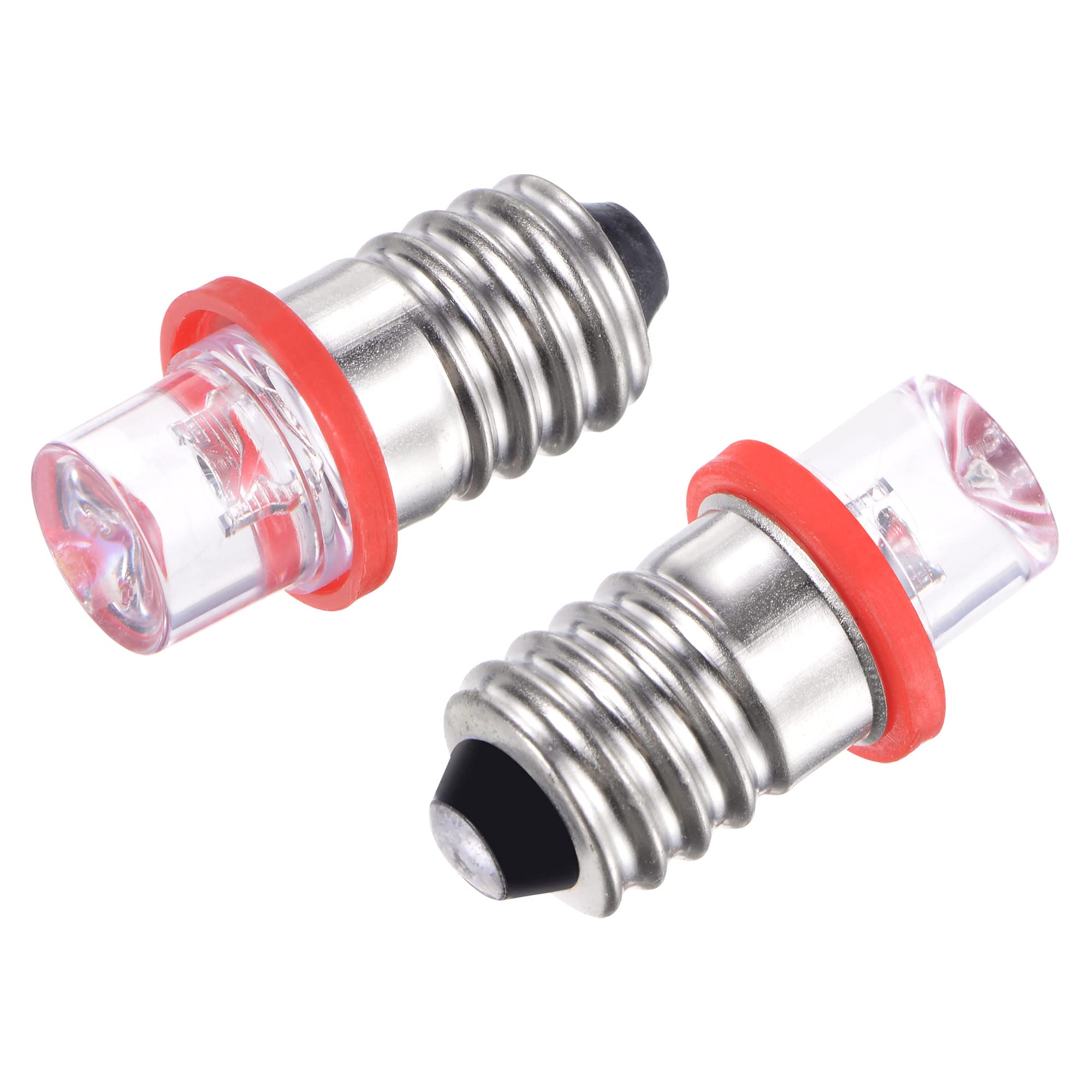 sourcing map E10 Screw Base LED Bulb DC 24V 0.25W Hollow Head Mini Diffuse Light with Storage Box, Red Pack of 10