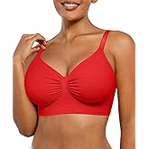 SHAPELLX Wireless Comfy Bra for Women Seamless Bra Non Padded Soft Bralette V Neck Everyday Bras with 4 Rows of Hooks