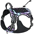 Hotsky Tactical Dog Harness for Large Dogs No Pull Adjustable Military Service Dog Vest Reflective Pet Harness with Control Handle Molle Loop Panels for Training Walking Running(Purple Camo, L)